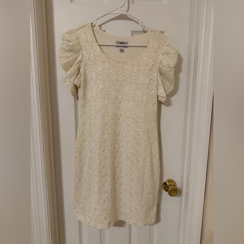 Sweet Storm Cream Lace Mini Dress